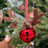 VIANOČNÁ DEKORÁCIA - ROĽNIČKA V TVARE SOBÍKA (Farba Červená)